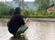 Kesal Tak Kunjung Diperbaiki Warga Rame-Rame Mancing Ikan di Jalan Berlubang