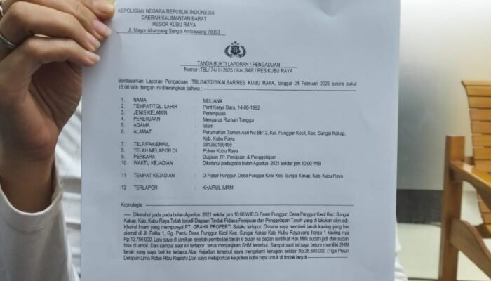 Muliana Lapor Polisi Diduga Karena Korban Penipuan Dan Tanah Kavling