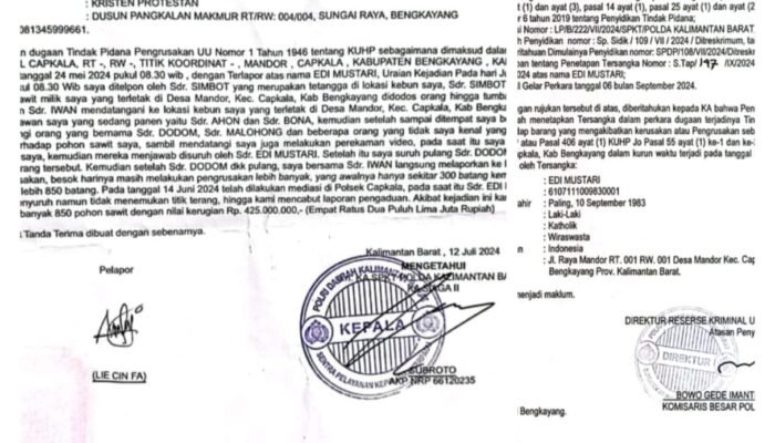 Olah TKP Kedua Kasus Pengrusakan Lahan di Bengkayang Dinilai Lambat