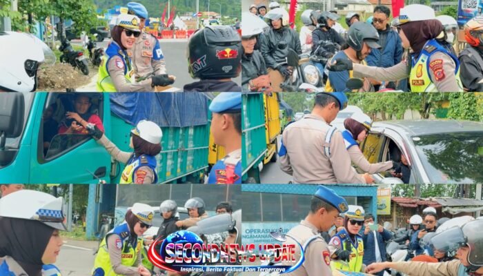 Humanis di Tengah Rekayasa Lalu Lintas, Satlantas Polres Garut Bagikan Makanan untuk Pengendara di Pos Pam Kubang