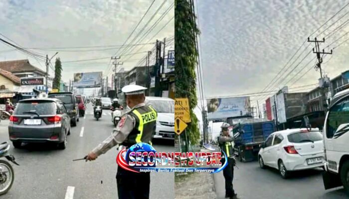 Polisi Siaga di Kadungora Garut, Atur Arus Lalu Lintas Padat Demi Keselamatan Pengendara