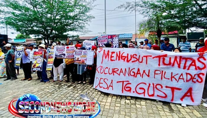 Aksi Unjuk Rasa Warnai Polemik Pilkades Tanjung Gusta, Masyarakat Sampaikan Tujuh Tuntutan