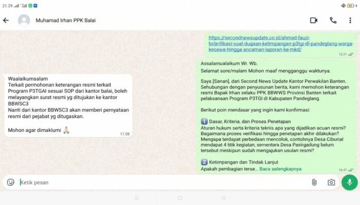 Ingin Bongkar Informasi Program P3TGAI? PPK BBWSC3 Tegaskan, Semua Permintaan Wajib Lewat Surat Resmi