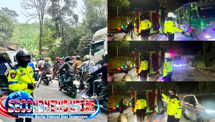 Polisi Evakuasi Truk Terguling, Arus Bandung–Garut Berlaku Buka Tutup