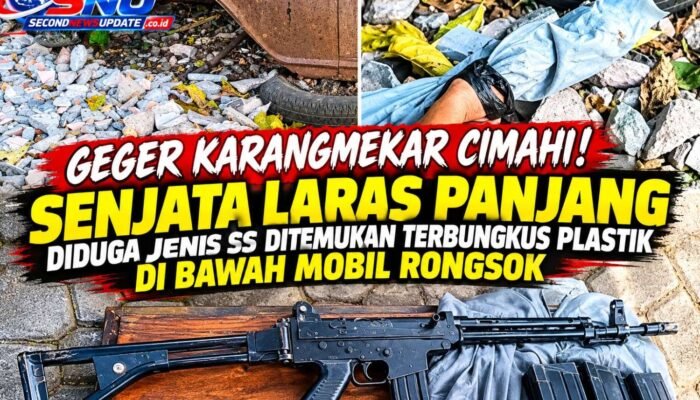 Geger Karangmekar Cimahi! Senjata Laras Panjang Diduga Jenis SS Ditemukan Terbungkus Plastik di Bawah Mobil Rongsok