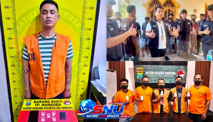 Grebek Sarang Narkoba di Tanjung Morawa, Enam Orang Diamankan Polisi, Lima Paket Sabu Disita